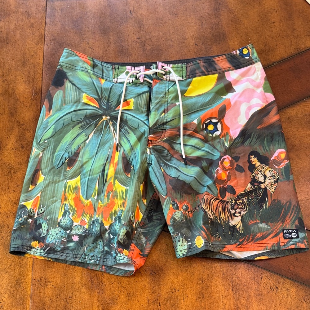 RVCA Men's Artistic Jungle Print Board Shorts